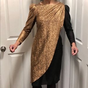 Vintage Black and Gold Evening Dress-Size 6